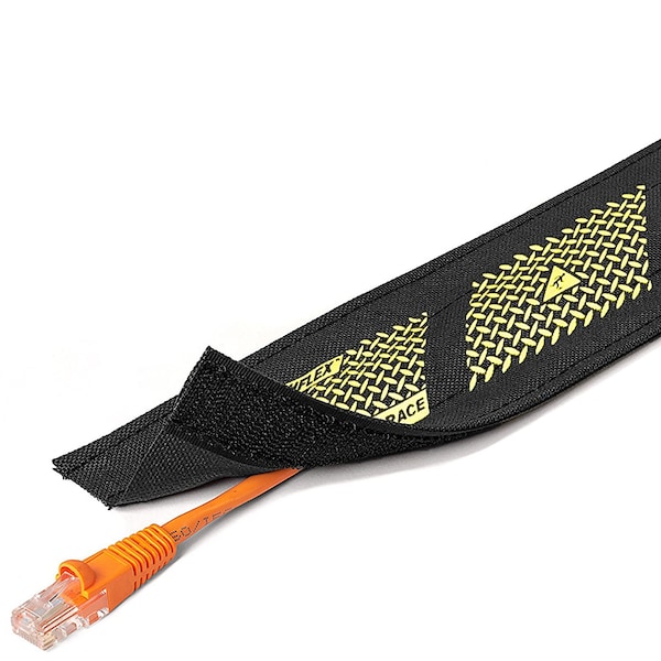 Carpet Cable Cover, 10 ft L, 4 in W, 1 Channel, Nylon, Safety Stripe